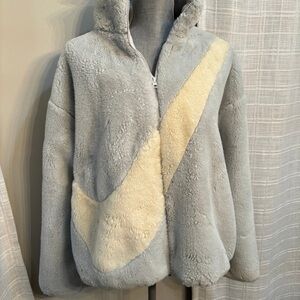 Women's Nike Plush Zip-Up faux fur plush swoosh oversized jacket